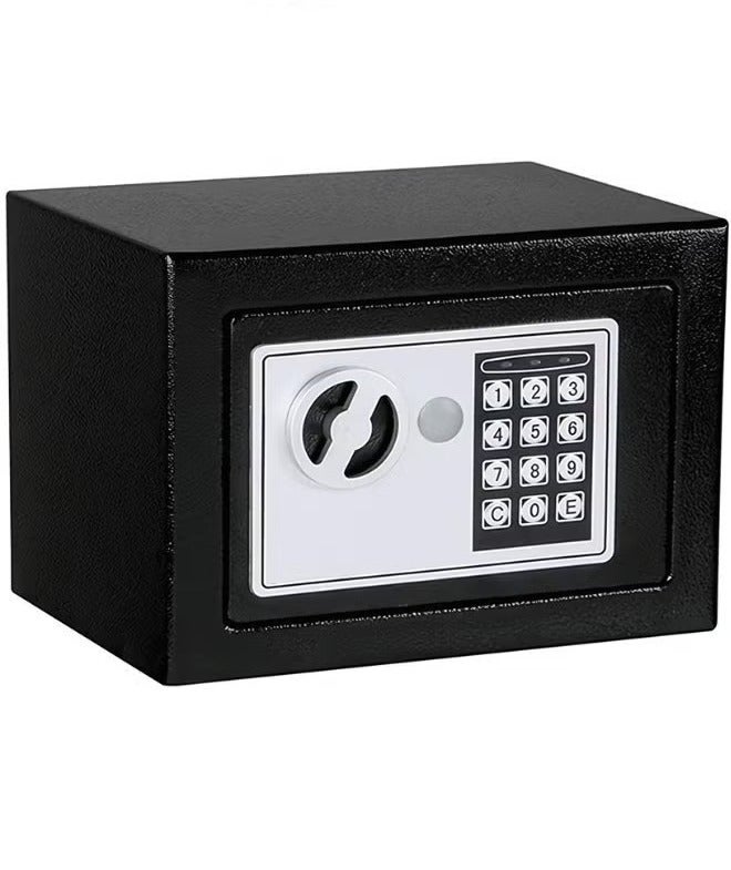 خزنة رقمية إلكترنية, خزنة إلكترونية مدمجة مع نظام قفل مزدوج - تخزين آمن للأموال والمجوهرات والمستندات والاشياء الثمينة - صندوق أمان مقاوم للحريق ـ للمنزل أو المكتب أو الفندق 27X22x23  سم, أسود/فضي - Image 5